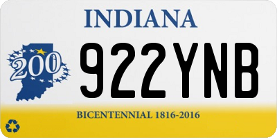IN license plate 922YNB