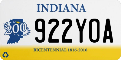 IN license plate 922YOA