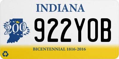 IN license plate 922YOB