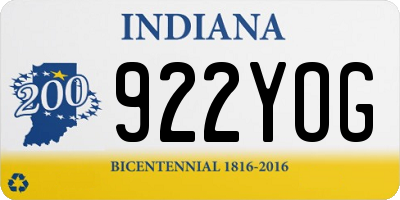IN license plate 922YOG
