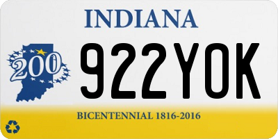 IN license plate 922YOK