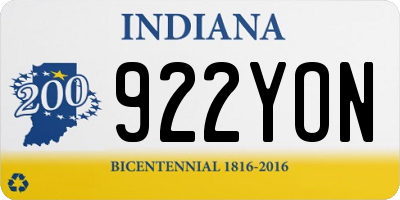 IN license plate 922YON