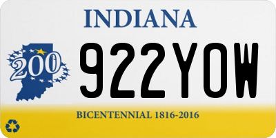 IN license plate 922YOW