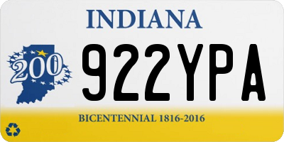 IN license plate 922YPA