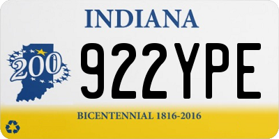 IN license plate 922YPE