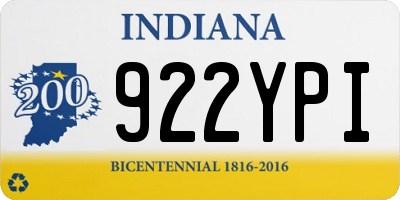IN license plate 922YPI