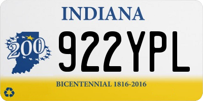 IN license plate 922YPL