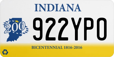 IN license plate 922YPO