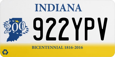 IN license plate 922YPV