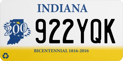 IN license plate 922YQK