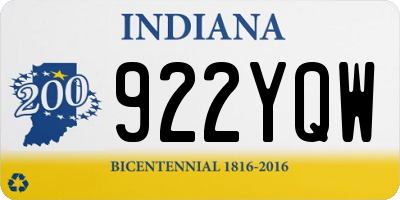 IN license plate 922YQW