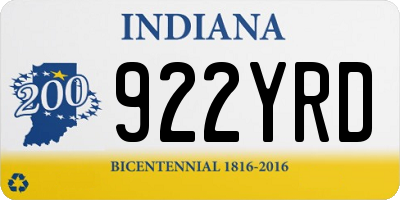 IN license plate 922YRD