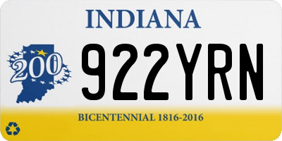 IN license plate 922YRN