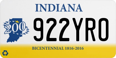 IN license plate 922YRO
