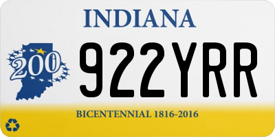 IN license plate 922YRR