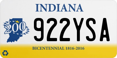IN license plate 922YSA