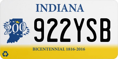IN license plate 922YSB
