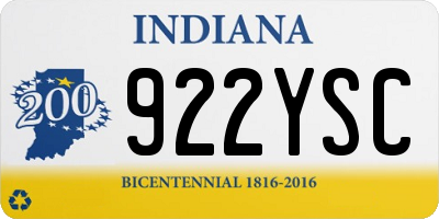 IN license plate 922YSC