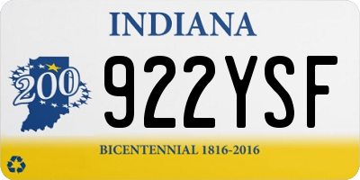 IN license plate 922YSF
