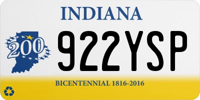 IN license plate 922YSP