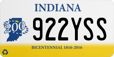 IN license plate 922YSS