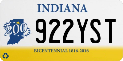 IN license plate 922YST