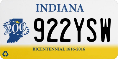 IN license plate 922YSW