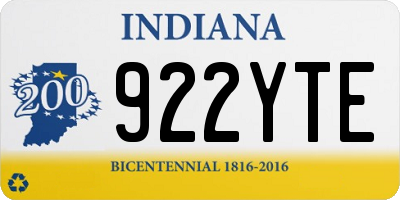 IN license plate 922YTE