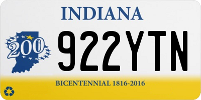 IN license plate 922YTN