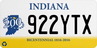 IN license plate 922YTX