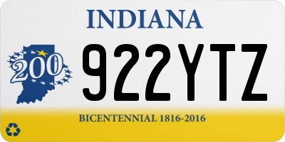 IN license plate 922YTZ