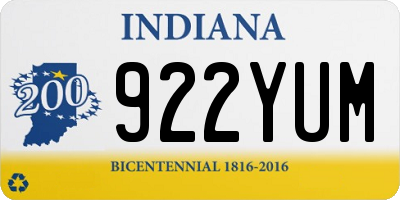 IN license plate 922YUM