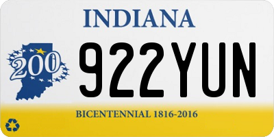 IN license plate 922YUN