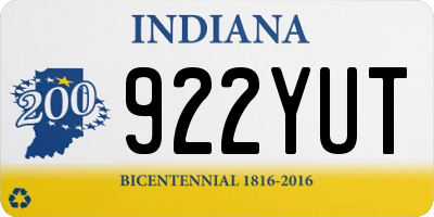 IN license plate 922YUT