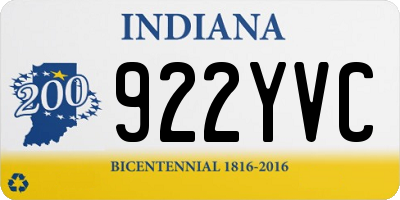 IN license plate 922YVC