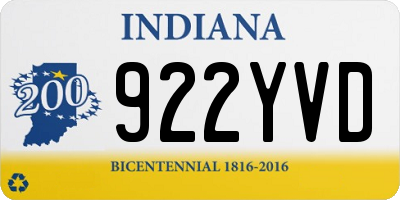 IN license plate 922YVD