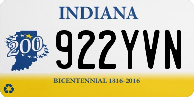 IN license plate 922YVN