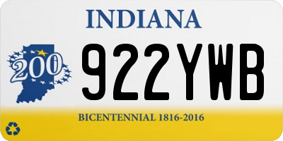 IN license plate 922YWB