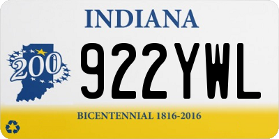 IN license plate 922YWL