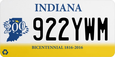IN license plate 922YWM