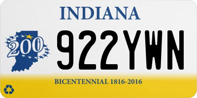 IN license plate 922YWN