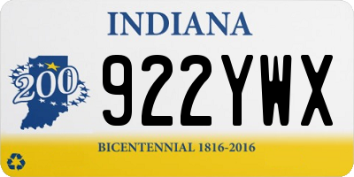 IN license plate 922YWX
