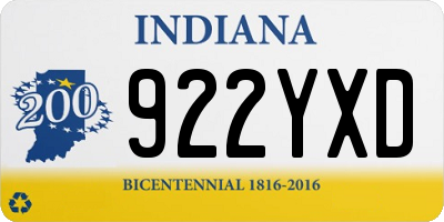 IN license plate 922YXD