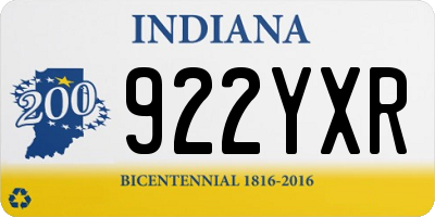 IN license plate 922YXR