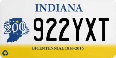 IN license plate 922YXT
