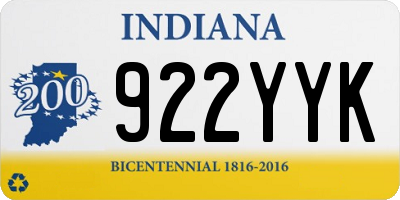 IN license plate 922YYK