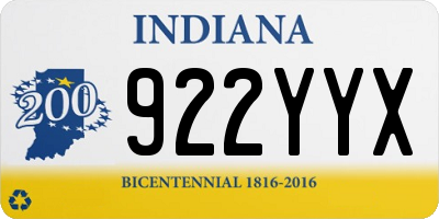 IN license plate 922YYX