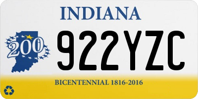 IN license plate 922YZC