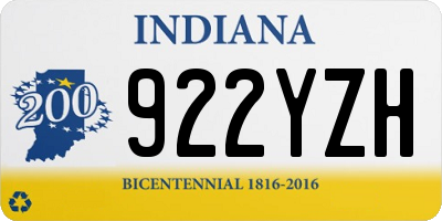 IN license plate 922YZH