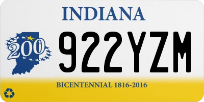 IN license plate 922YZM